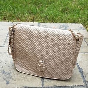 Ballerina pink quilt leather Tory Burch purse